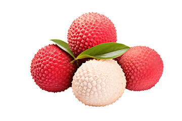 Group of juicy Lychee isolated on transparent background, ripe tropical natural fruit concept, Healthy food with high of vitamin and minerals. Freshness of juicy fruit.