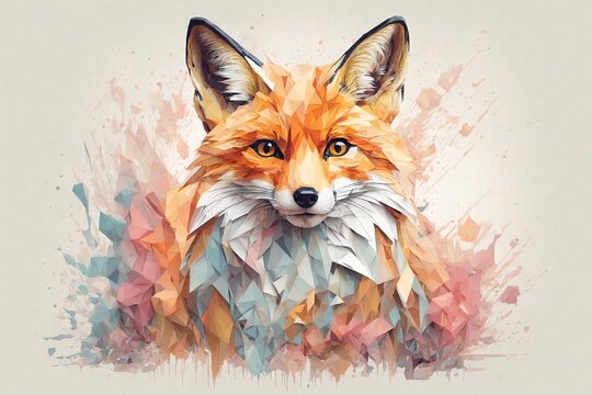 illustration of a fox pastel tetradic color. ai generative