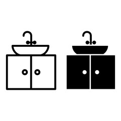 sink, washbasin, washbowl, washstand, washing stand  Icon Logo Design Vector Template Illustration