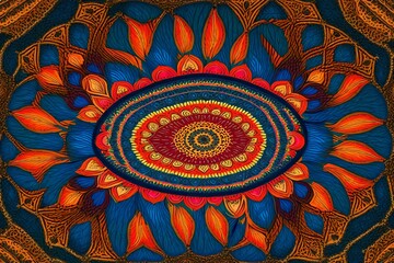 An intricate mandala pattern with vibrant colors
