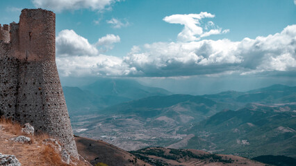 Vintage Castel of Calascio landscape
