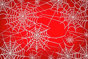 Cobweb cartoon with a red background. Spider pictogram in flat vector. 