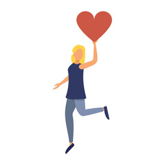 Valentine's Day concept. Lover celebrates Valentine's Day. Woman with a heart in her hands. Illustration.