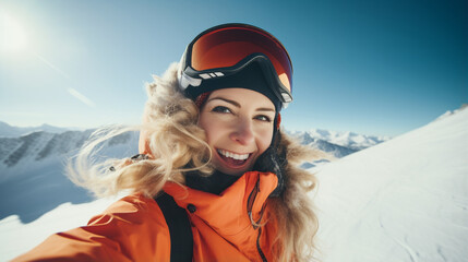 Fototapeta na wymiar Woman in the ski resort. Generative Ai