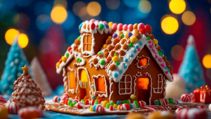 Gingerbread house, christmas background