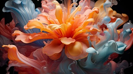 A burst of liquid color caught mid-splash, its intricate tendrils resembling a blossoming bouquet frozen in time