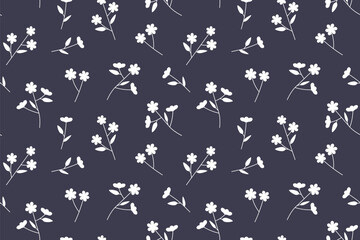 Fototapeta premium white flowers seamless pattern; obituary, funeral, loss, mourning concept- vector illustration