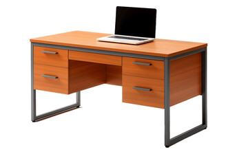 Office Workstation Desk with Transparent Background. AI