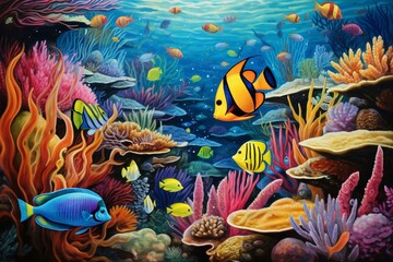 Fototapeta na wymiar Breathtaking scene of vibrant fish in an underwater paradise. Generative AI