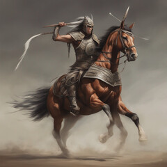 knight riding horse warrior generative ai 