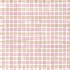 Pink Beige Gingham Check Hand Drawn Background