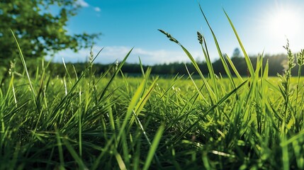 Fototapeta premium Close View of Green Grass