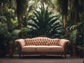 Fototapeta na wymiar vintage sofa in empty Luxury room daylight generative ai illustration art