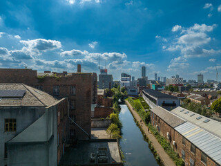 Ancoats Victorian Cotton Mill and Canal in Manchester 