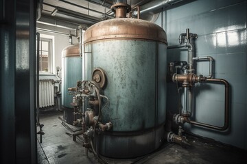 DIY water conditioner in closed boiler room. Generative AI