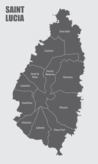 Saint Lucia administrative map