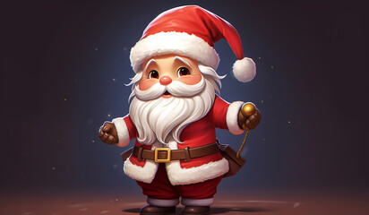 Funny fat Santa claus card in christmas concept. AI generated