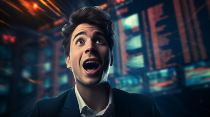 Astonished Man in the Stock Market