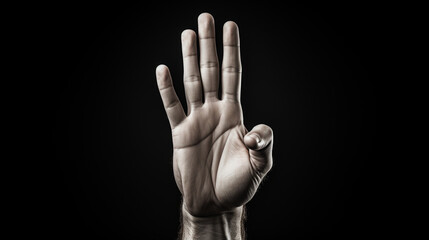 Fototapeta premium Hand gesture isolated on black background