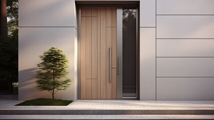 Modern Clean light brown entrance what is hide the real luxury interior. Generative AI Technology 
