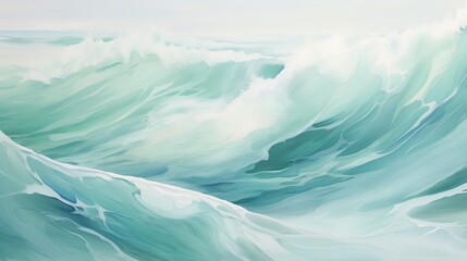  a painting of a wave in the ocean with a sky background.  generative ai