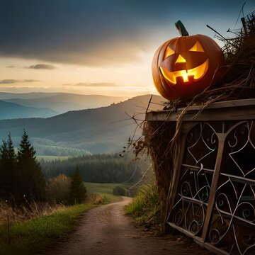 halloween pumpkin on the fence