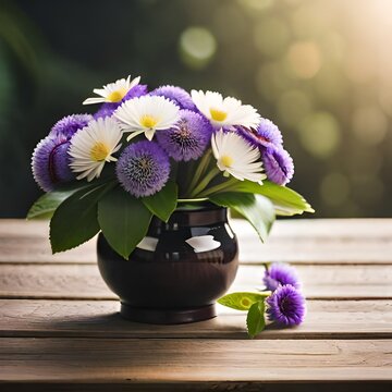 flowers on a wooden background