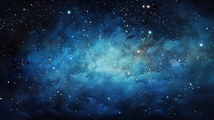 Naklejka premium a painting of the night sky with stars and a bright blue cloud. generative ai