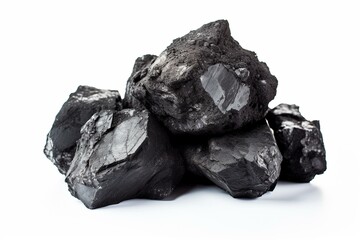 isolated black coal on white. Generative AI