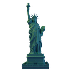 Fototapeta premium green statue of liberty on transparent, alpha background