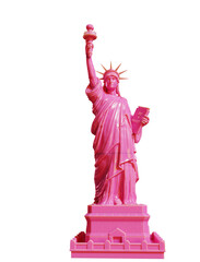 pink statue of liberty on transparent, alpha background