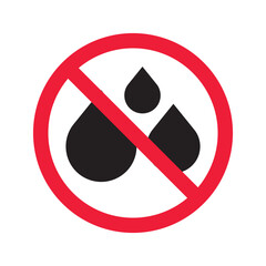 Water prohibited vector icon. No water drop icon. Forbidden water icon. Warning, caution, attention, restriction, danger flat sign design symbol pictogram