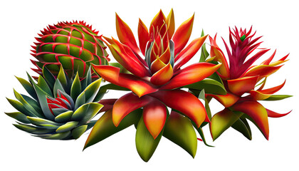 Bromeliad, Colorful tropical plant with vibrant rosette-shaped flowers
