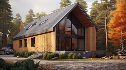 Peaceful house middle of the forest. Far away the city noise. Where you can live with your family safety and love. Generative AI Technology 