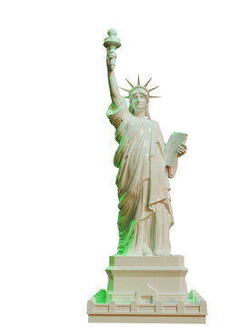 Violet statue of liberty on transparent, alpha background