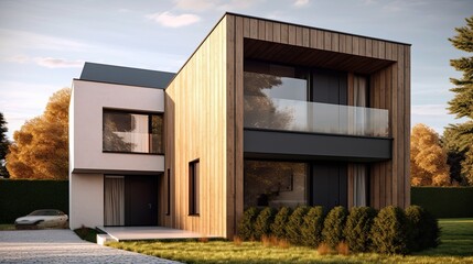 Peaceful house middle of the forest. Far away the city noise. Where you can live with your family safety and love. Generative AI Technology 