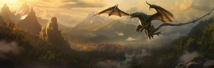 Dragon Flying Above the Forest