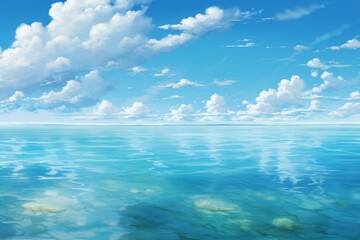 Fototapeta na wymiar Morning on serene azure sea. Generative AI