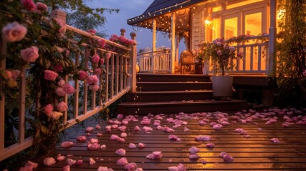 The magical atmosphere of spring and summer, which culminates in flowering at the backyard. Generative AI Technology 