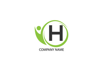 people with letter H logo design concept template
