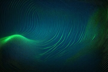 Abstract dark blue mesh gradient with glowing green curve lines pattern texture