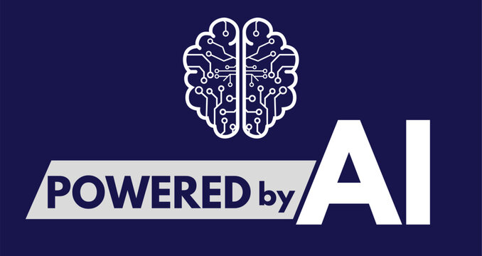 Powered by artificial intelligence, future technology concept. Typography Design art