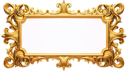 Rectangular Antique gold picture frame isolated. 