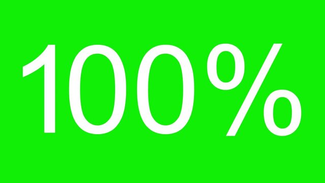 Animated white loading symbol 100 percent. Loading bar icon. Sign of download progress. Looped video. Vector illustration isolated on green background. 