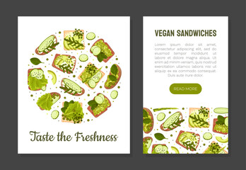 Green Sandwich Food with Vegetables Banner Design Vector Template