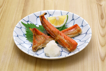 grilled salmon belly, Japanese cuisine