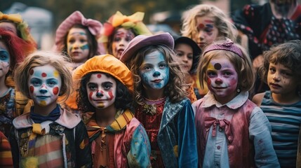 Fototapeta na wymiar Children in costume for Halloween. Generative AI