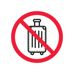 Forbidden luggage vector icon. Warning, caution, attention, restriction, label, ban, danger. No luggage flat sign design pictogram symbol. No luggageicon