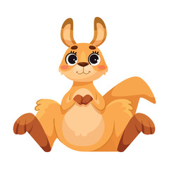 Cute Kangaroo as Australian Animal Character in Sitting Pose Vector Illustration