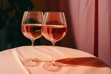 Two glasses of rose wine, generative ai